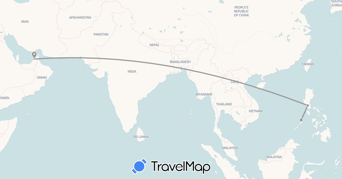 TravelMap itinerary: plane in United Arab Emirates, Philippines (Asia)